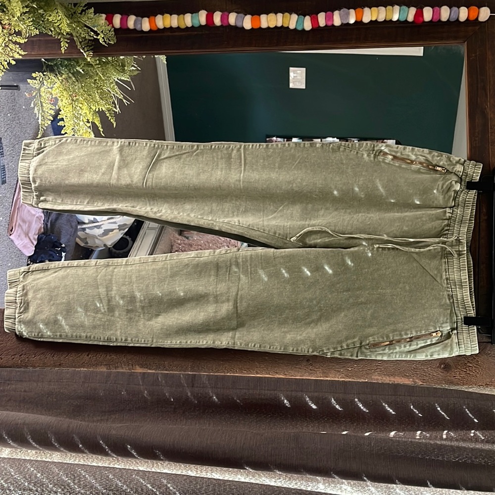Mustard Seed Stretch Olive Green Jeans